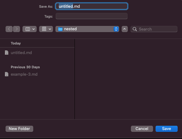 Screenshot of MacOS UI to save a file to the system